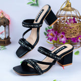 Rhea Black Block Heel for women