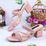 Rhea Pink Block Heel for women