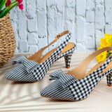 Myla White Check Closed Toe Pencil Heel for women