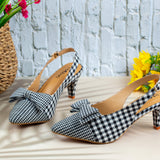 Myla White Check Closed Toe Pencil Heel for women