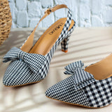 Myla White Check Closed Toe Pencil Heel for women