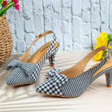 Myla White Check Closed Toe Pencil Heel for women