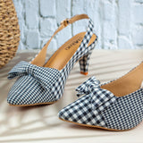 Myla White Check Closed Toe Pencil Heel for women