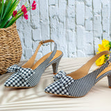 Myla Black Check Closed Toe Pencil Heel for women