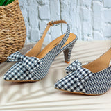 Myla Black Check Closed Toe Pencil Heel for women