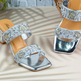 Rosemary Silver Zardosi Heels for women