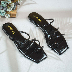 Enrika Black Flat Sandal for women