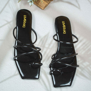 Enrika Black Flat Sandal for women