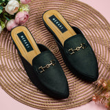 Riley Black Closed Toe Semi Heel for women