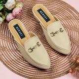 Riley Beige Closed Toe Semi Heel for women