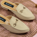 Riley Beige Closed Toe Semi Heel for women