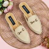 Riley Beige Closed Toe Semi Heel for women