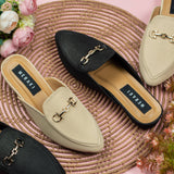 Riley Beige Closed Toe Semi Heel for women