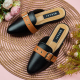 Amaya Black Closed Toe Semi Heel for women