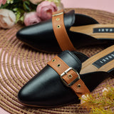 Amaya Black Closed Toe Semi Heel for women