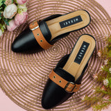 Amaya Black Closed Toe Semi Heel for women