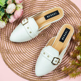 Amaya White Closed Toe Semi Heel for women