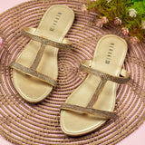 Autumn Golden Flat Sandal for women