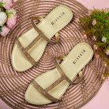 Autumn Golden Flat Sandal for women