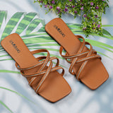 Aubree Mustard Brown- Flat sandals for women