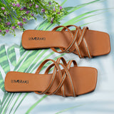 Aubree Mustard Brown- Flat sandals for women