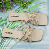 Aubree Cream- Flat sandals for women