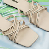 Aubree Cream- Flat sandals for women