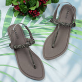 Quinn Grayish Brown - Flat sandals for women