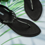 Quinn Black- Flat sandals for women