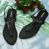 Quinn Black- Flat sandals for women