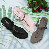 Quinn Black- Flat sandals for women