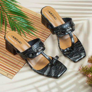 Solana Black Block heel for women