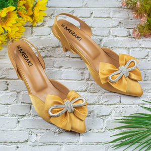 Alita Golden Closed Toe Pencil Heel for women