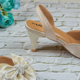 Alita Cream Closed Toe Pencil Heel for women