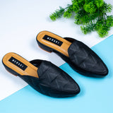 Edith Black Closed Toe Semi Heel for women