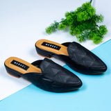 Edith Black Closed Toe Semi Heel for women