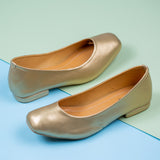 Winter Golden Closed Toe Flat Pump for women