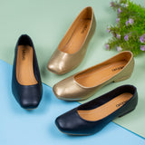 Winter Golden Closed Toe Flat Pump for women