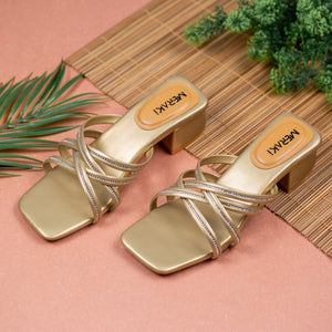 Ruby Golden Block Heel for women