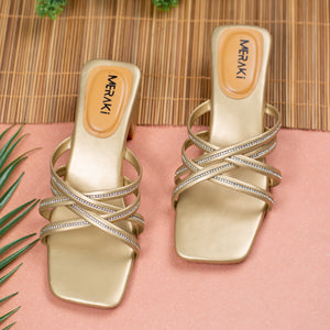 Ruby Golden Block Heel for women