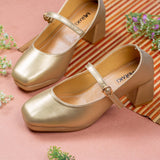 Gianna Golden Block heel for women