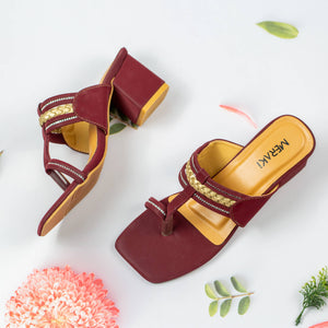 Melody Wine Red Block Heel for women