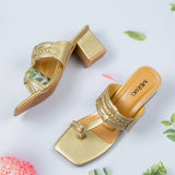 Melody Golden Block Heel for women