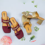 Melody Golden Block Heel for women