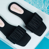 Nina Black Flat Sandal for women