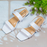 frankie White- Flat sandals for women