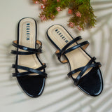 LYNDA Black- Flat sandals for women