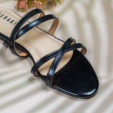 LYNDA Black- Flat sandals for women