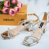 Iris Silver Block Heel for women