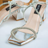 Iris Silver Block Heel for women